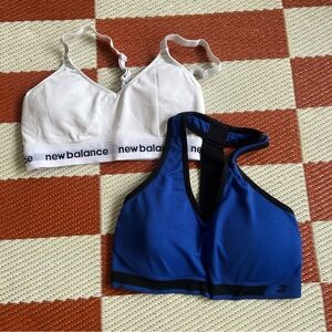 New Balance White and Blue Sports Bra Duo